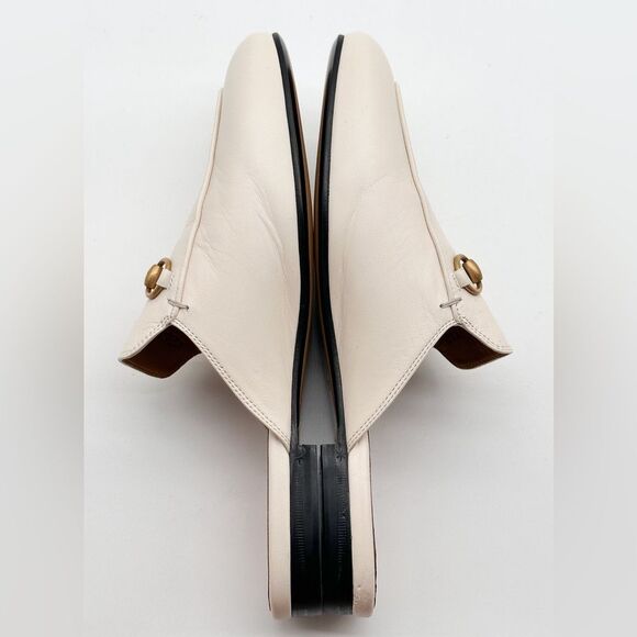 Gucci Princetown Mules Horsebit Mystic White Leather SlipOn Loafers EU37.5 US7.5 - Picture 9 of 11